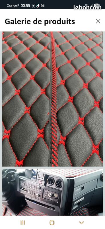 Tapis De Tunnel Pour Camion Renault T (01.2014-) - Noir Avec Fil Rouge - Étage élevé - Neuf