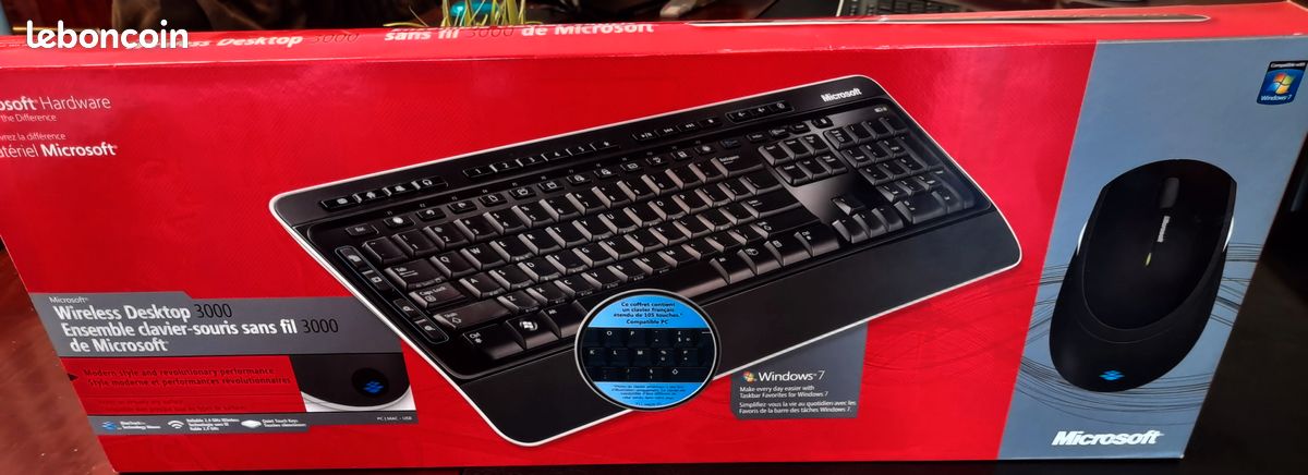 Ensemble clavier souris sans fil Microsoft 3000, neuf Sous Scellé (image 1)