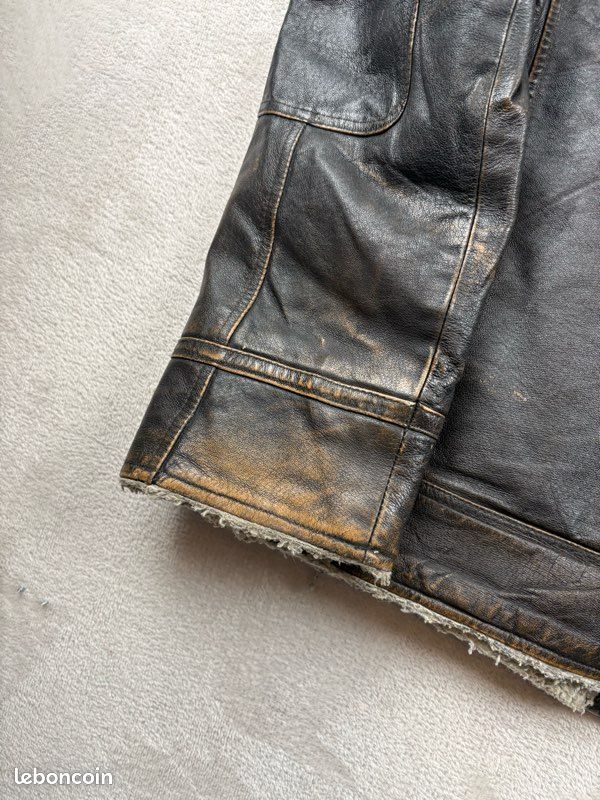 Veste en cuir véritable Wilsons Leather doublée sherpa – Taille L (image 15)