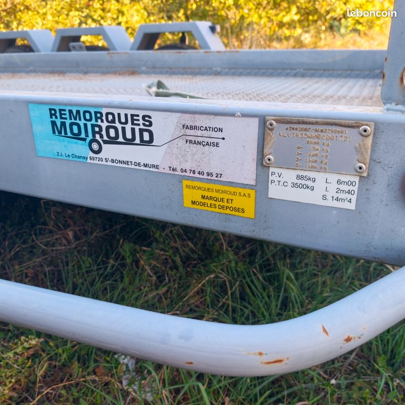 Remorque Remorque Remorque Moiroud porte engin 3 essieux 1600Kg (image 3)