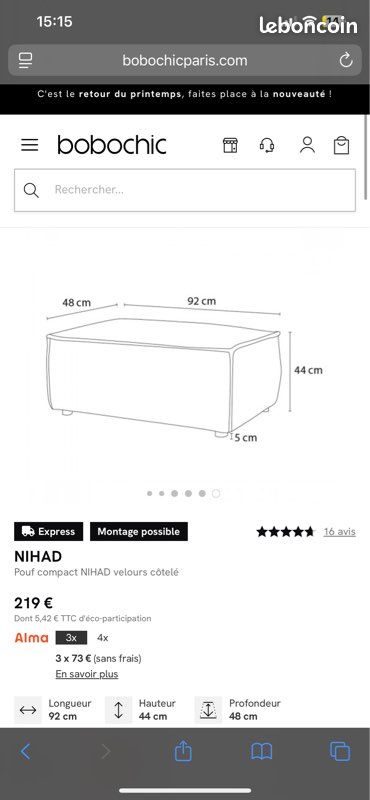Canapé Bobochic + Pouf Nihad (image 9)