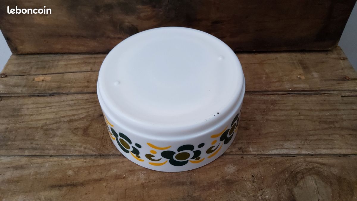 Saladier Vintage Arcopal Lotus – Orange, Motif Floral, Années 70 – Verre Trempé