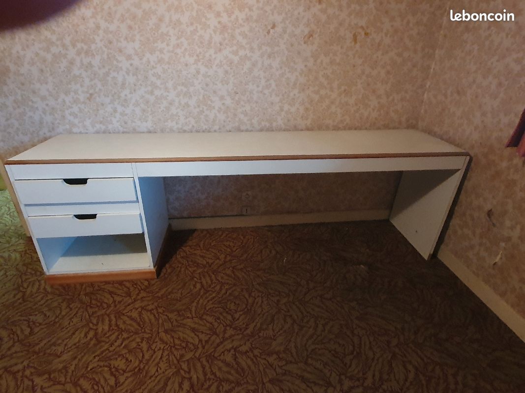 Bureau + meuble bas blancs (image 2)