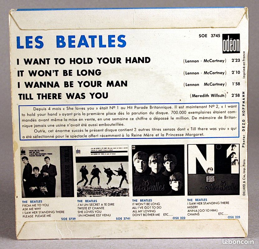 Beatles " I Want to Hold Your Hand " Vinyle EP (image 2)