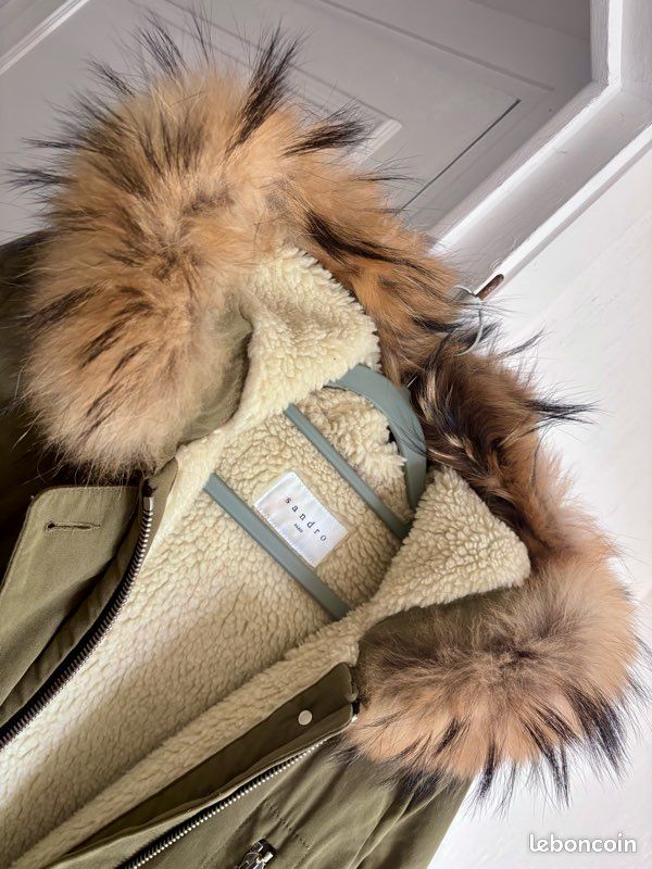 Parka Sandro Kaki Pour Femme - Taille 40, Doublure Polyester - Manteau D'hiver Occasion En Parfait état