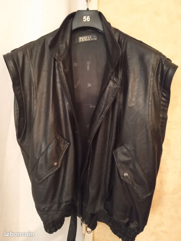 Blouson cuir vintage noir Pervin de chez Carmen fabrication italienne (image 6)