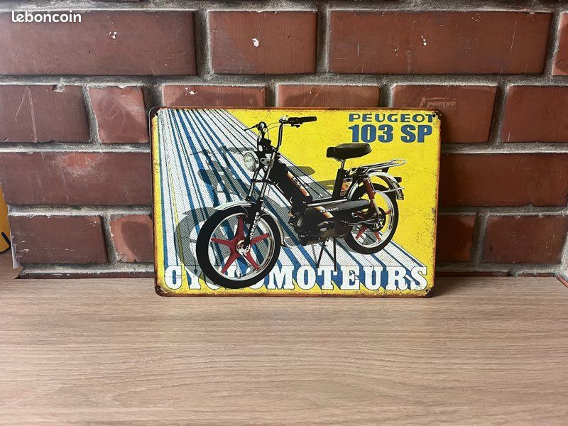 Plaque métal vintage Peugeot 103sp 103 sp , moto mobylette Solex