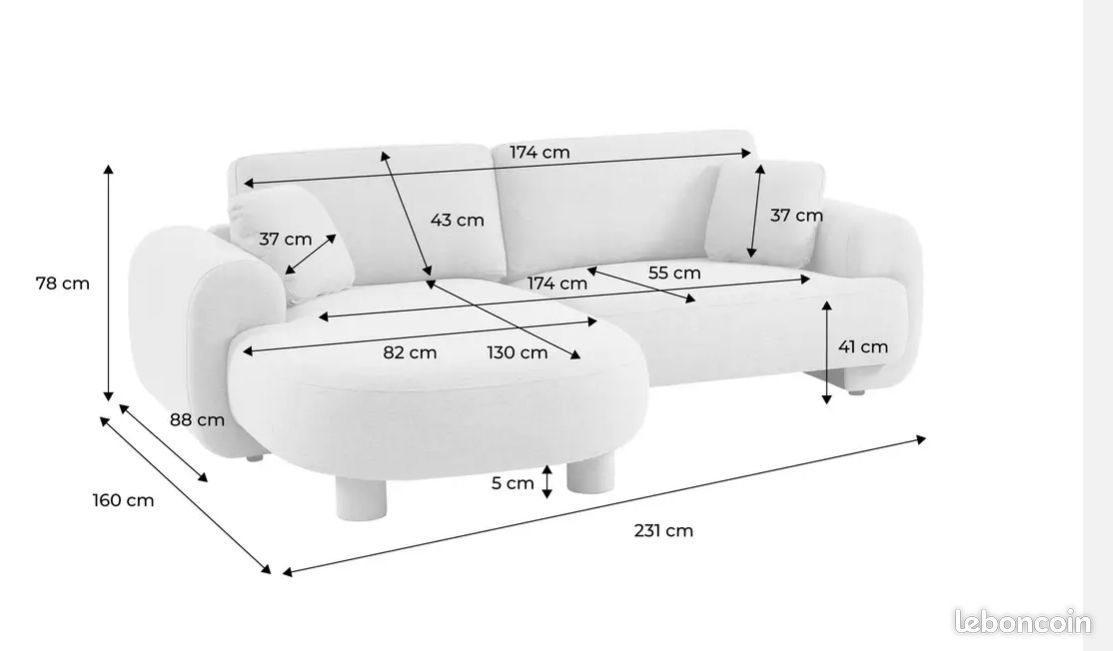 Canapé d'angle design beige - Etat neuf (image 4)