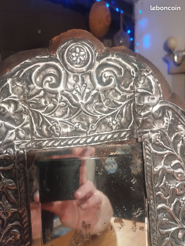 Très ancien miroir oriental argent (image 3)