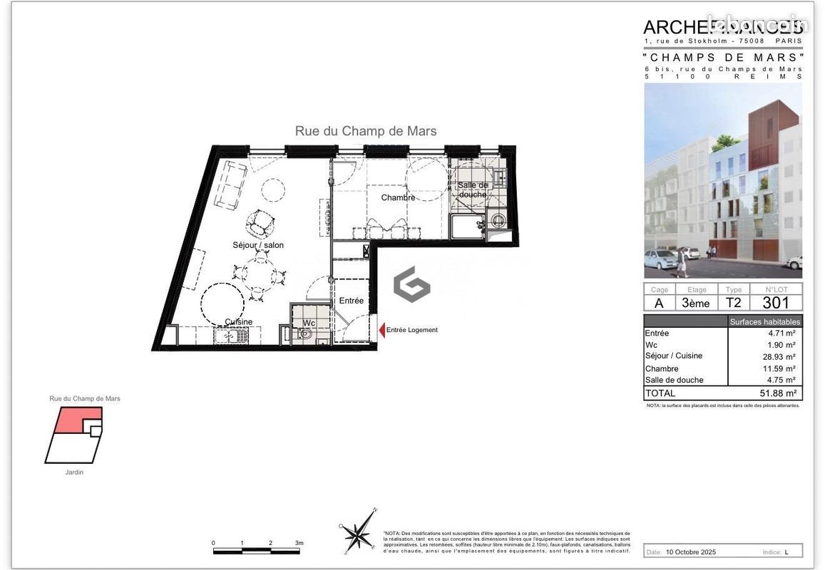 Appartement 2 pièces 52 m² · à Reims · 52 m² · 264 588 €