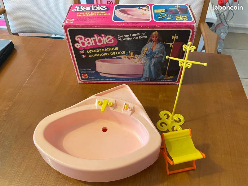 Ancienne Baignoire Barbie Rêve De Salle De Bain - Mattel 1985 - Jouet Vintage Collection