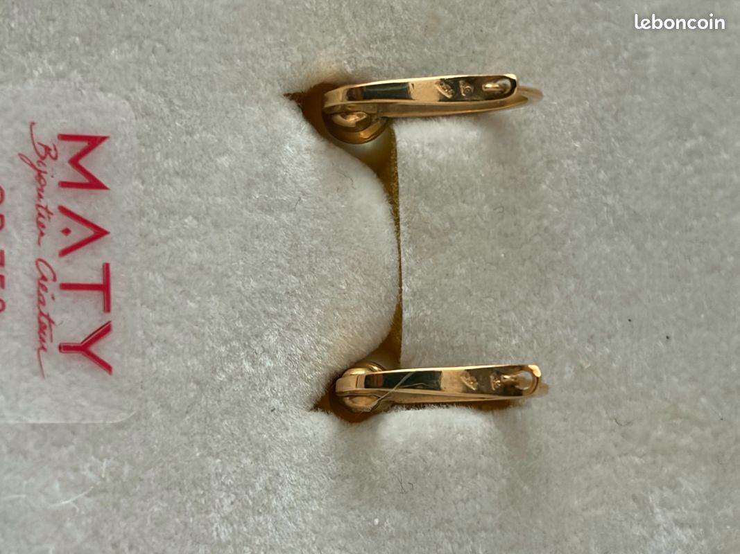 Boucles d’oreilles or jaune 750 dormeuses perles de culture eau douce Maty (image 4)