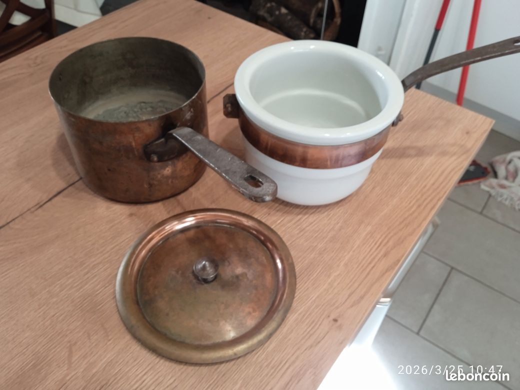 Bain-Marie Ancien En Cuivre – Double Enveloppe – 1850-1899 – Pièce Rare