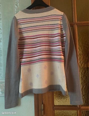 Gilet Long Femme En Laine Alain Manoukian - Couleur écru, Taille M, Occasion Très Bon état