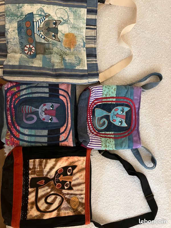 Lot de 4 sacs de fabrication artisanale : chat (image 1)