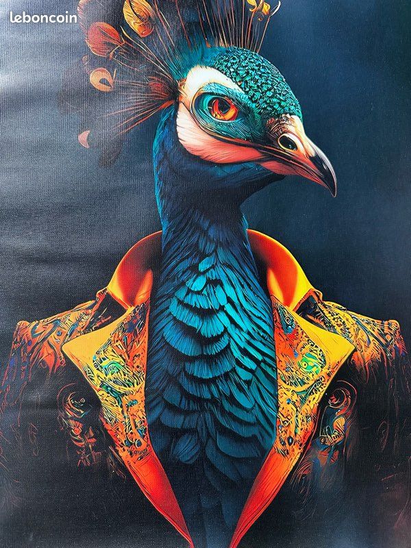 Toile imprimé animal paon 60×40 (image 2)