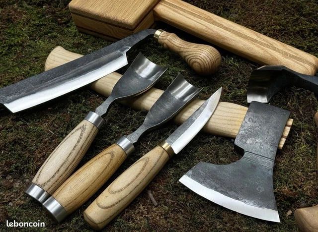 Ensemble de 7 outils pour la sculpture sur bois, forgés à la main (image 3)