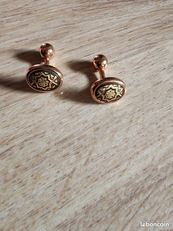 Boutons De Manchette Ovales Or 9 Carats - Chaîne Classique, Neuf Avec étiquettes, Jewellerybox