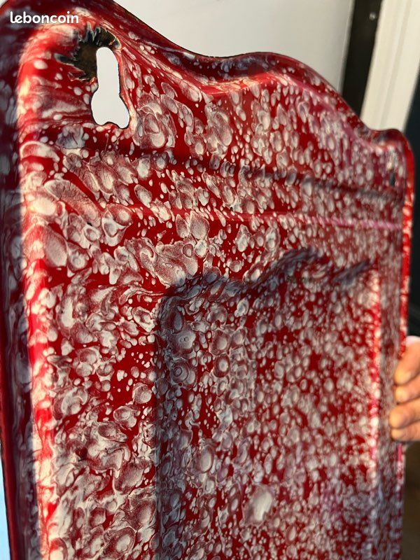 Porte ustensiles rouge vintage en émail (image 6)