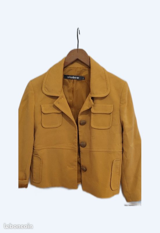 Veste blazer courte jaune moutarde S/M Vêtements