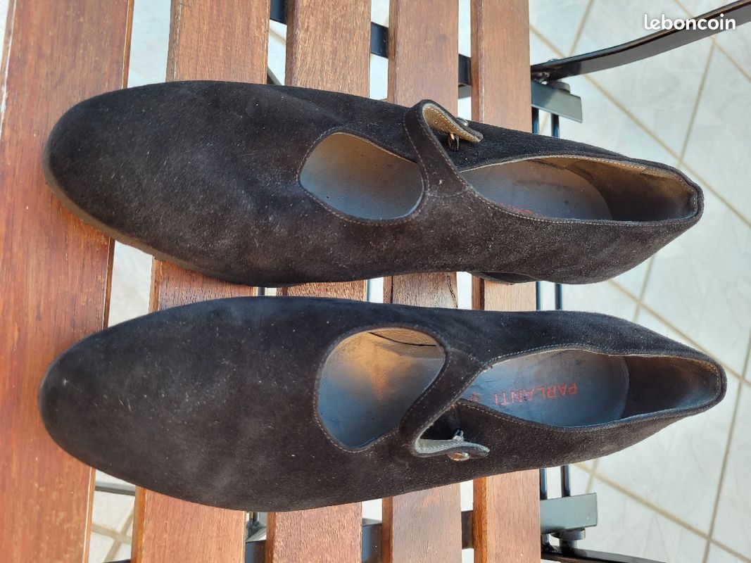 Chaussure femme 38 1/2 noire neuve Parlanti (italie) cuir peau velours beau modèle élégant (image 7)