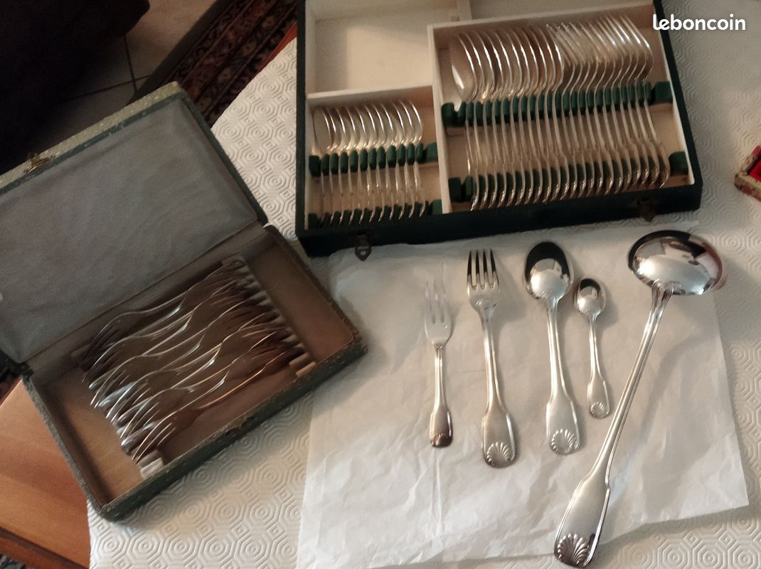 COFFRET ANCIEN SERVICE à Gigot Et Salade Métal Argenté Style LOUIS XVI