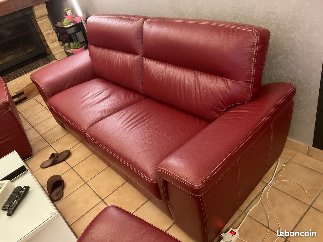Salon cuir canapé et fauteuil (image 3)