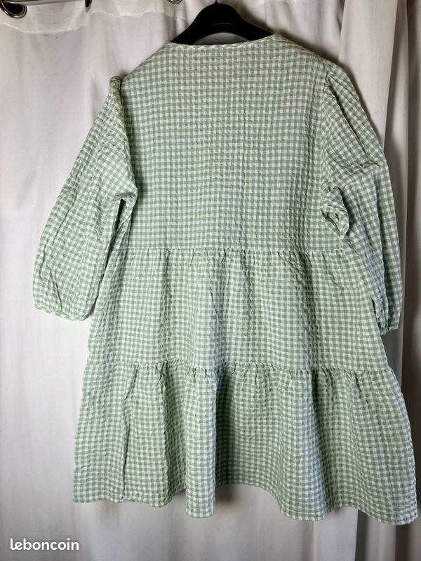 Robe De Poupée Raynal Vintage – Vichy Verte – état D'occasion