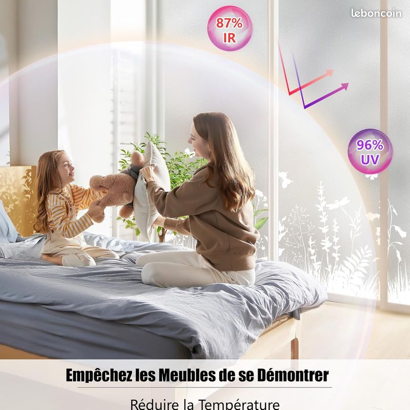 Choyclit – Film fenêtre anti regard 90×200 cm – Film occultant dépoli – Bloque rayons UV et infrarouges – Pour cuisine, salle de bain et bureau