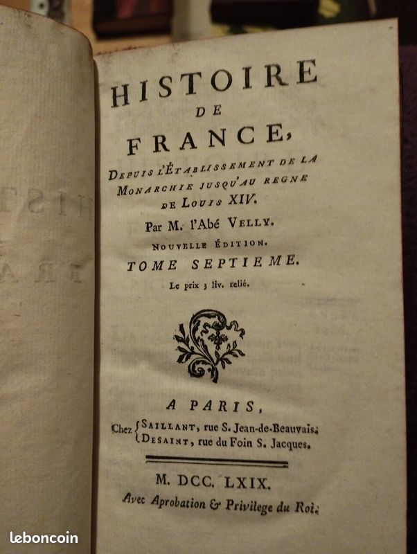 Livre ancien PHILIPPE le Bel, Paris 1769 (image 2)