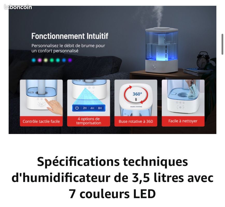 Humidificateur d'air puissant 3.5L à brume froide avec fonctionnalités avancées (image 3)