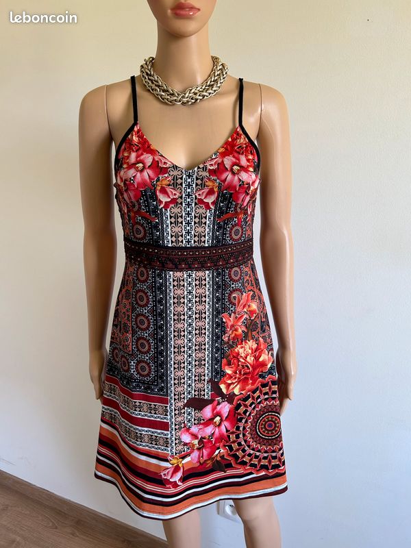 Robe imprimée à bretelles 101 idées taille S/M TBE (image 1)