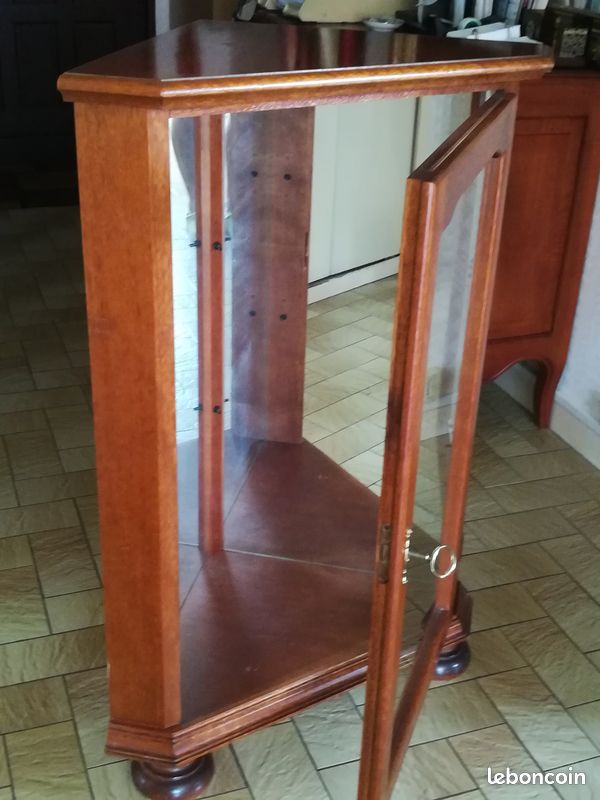 Vitrine d'angle bois + verre (image 1)