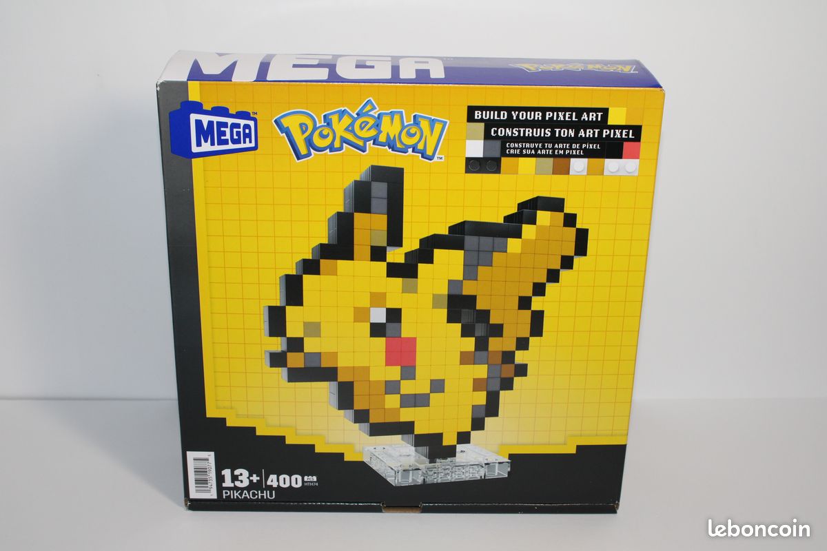 Coffret Mega Pokémon Pikachu – Figurine Articulée Style Rétro Pixel – 400 Pièces