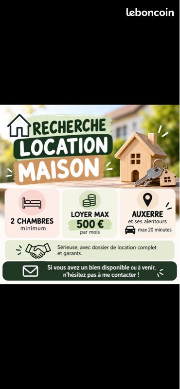 Maison 3 pièces 65 m² · à Monéteau · 65 m² · 500 €/mois