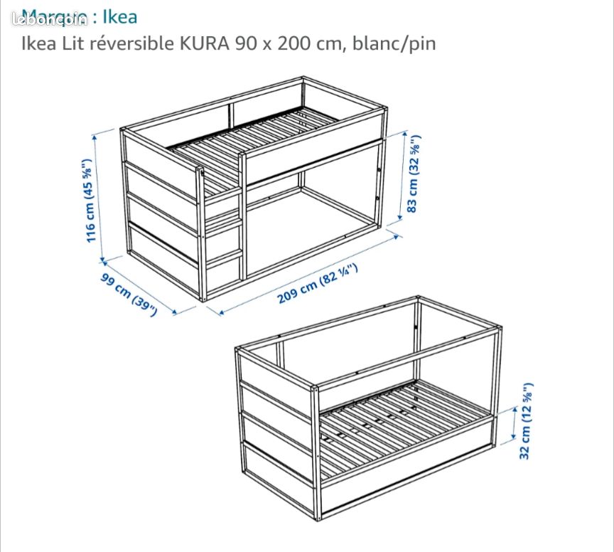 Lit superposé KURA IKEA 90x200 (image 5)