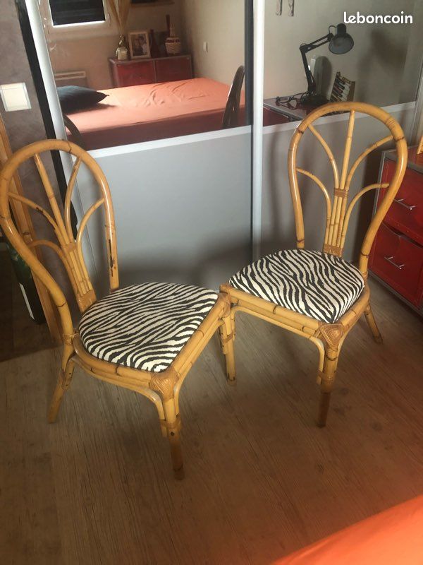 Lot deux chaises en rotin (image 1)