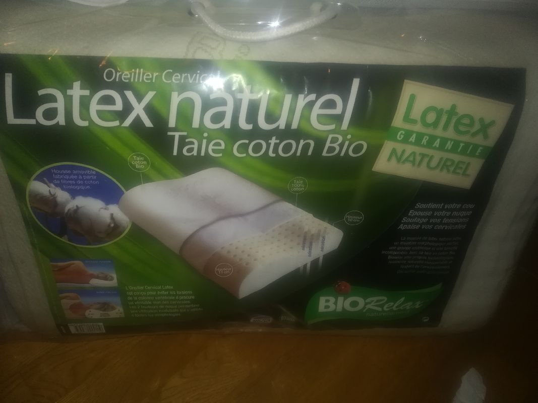 Oreiller cervical en latex naturel - 60 x 40 cm, Biorelax