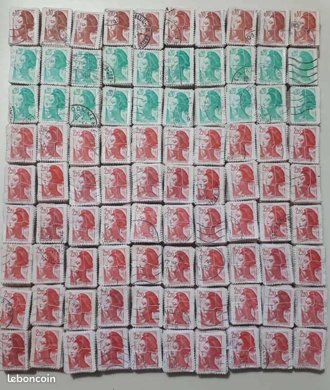 Lot de 9000 timbres liberté de Gandon en bottes (image 1)
