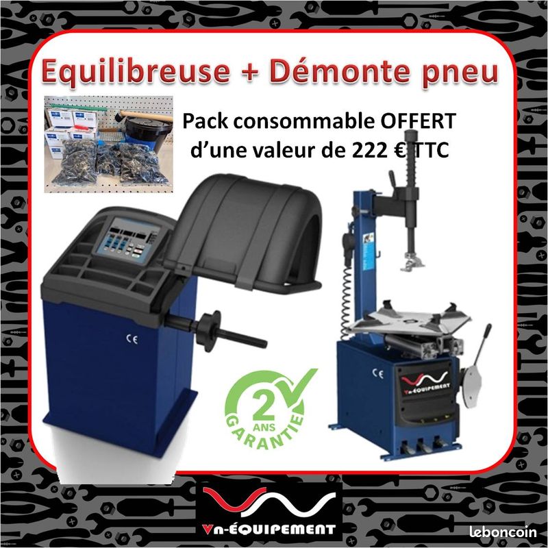 Pack machine à pneu 24" + équilibreuse de roue 24" - Garantie 2 ans - Pack consommable OFFERT - pour garage automobile et atelier de réparation mécanique (image 1)