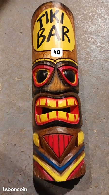 Masque Tiki 50 cm en bois d albesia 12 pièce plus de 30 model (image 1)