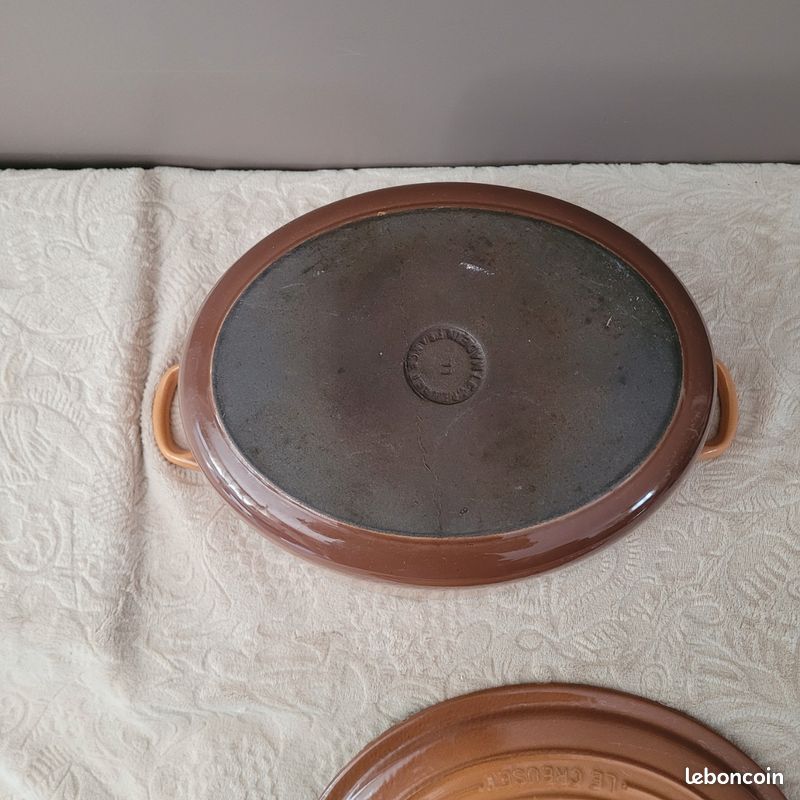 Cocotte Le Creuset Fonte Ovale Vintage Marron 30 Cm Avec Couvercle