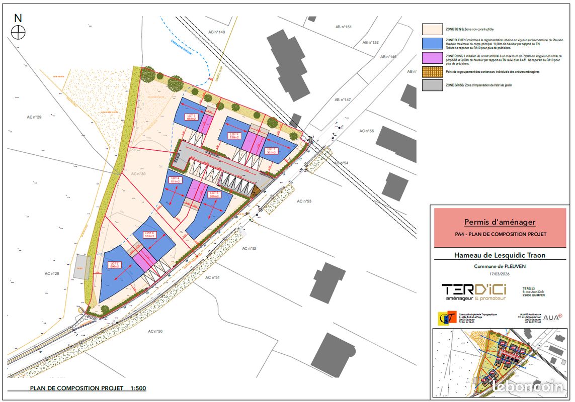 Terrain 332 m² · à Pleuven · 332 m² · 77 000 €