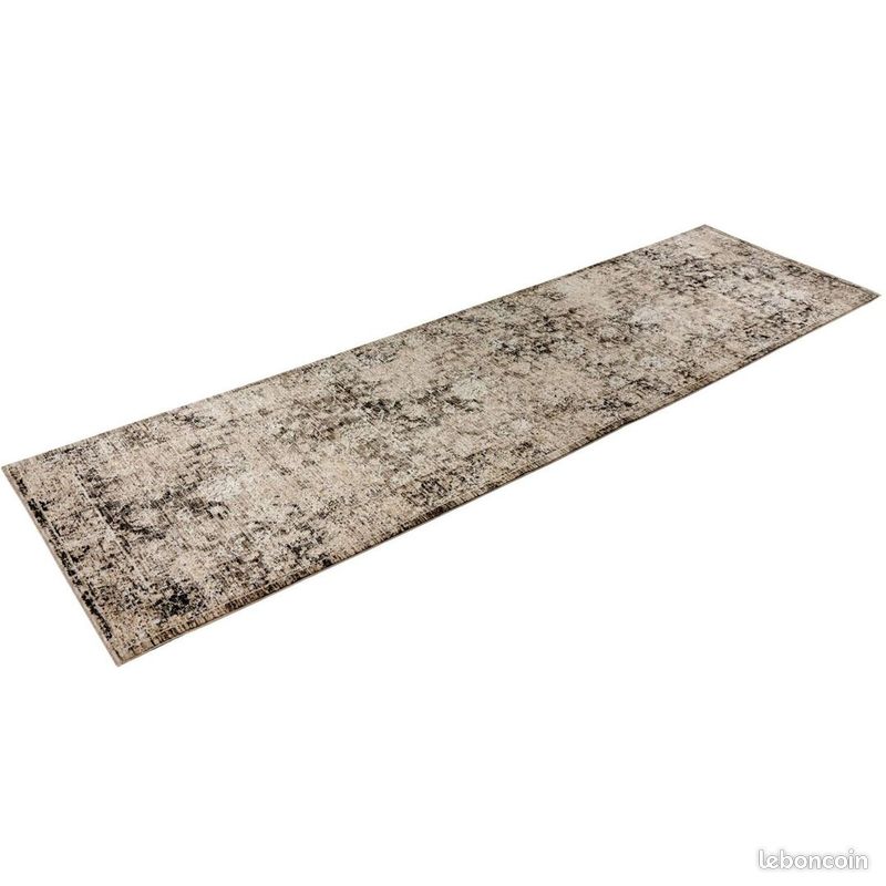 Tapis courtes mèches vintage rayé gris Sila Gris 80x150 (image 7)