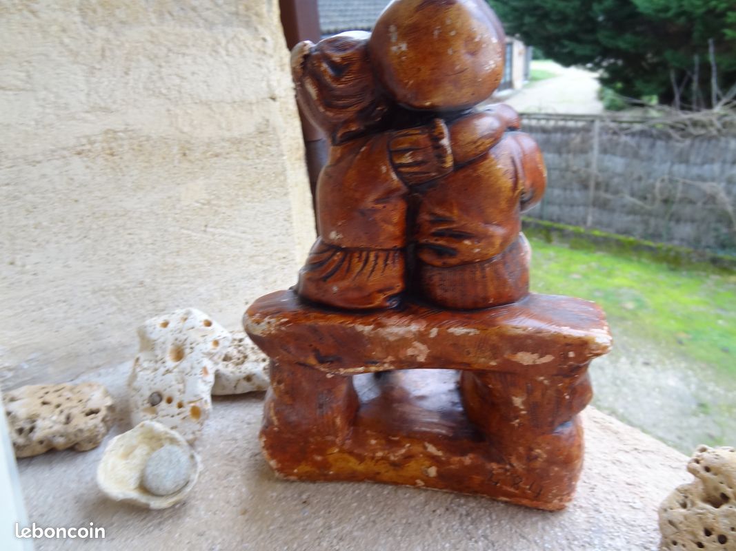 Ancienne statue en plâtre Les 2 Amoureux (1900) 26 cm Haut (image 2)