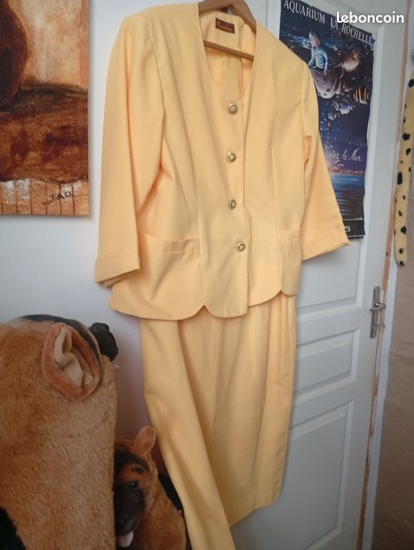 Ensemble 2 Pièces Etam - Veste Et Jupe En Coton/polyester Jaune - Taille 44 - Neuf Avec étiquettes