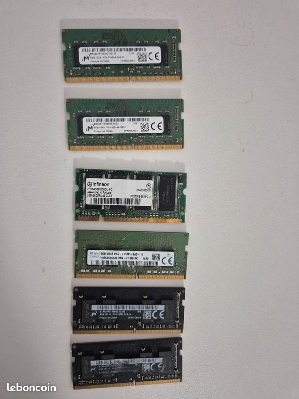 Lot de 2 barrettes de RAM Kingston 4 Go DDR4 2400 so-dimm neuves - Accessoires informatique