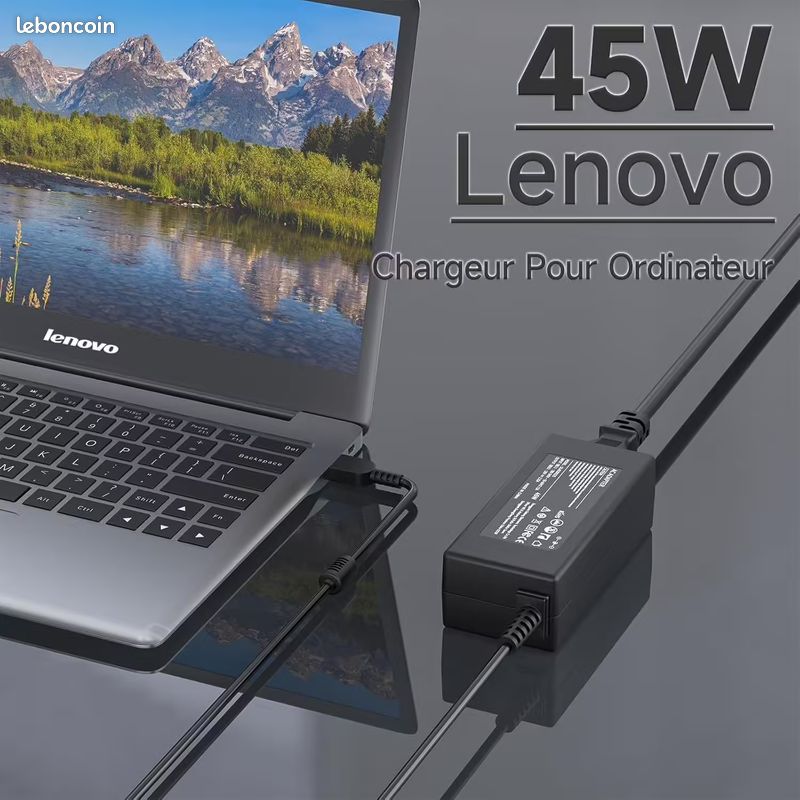 Bloc d'alimentation 45 W 20 V 2,25 A pour ordinateur portable Lenovo ADLX45NLC3A, chargeur AC (image 1)