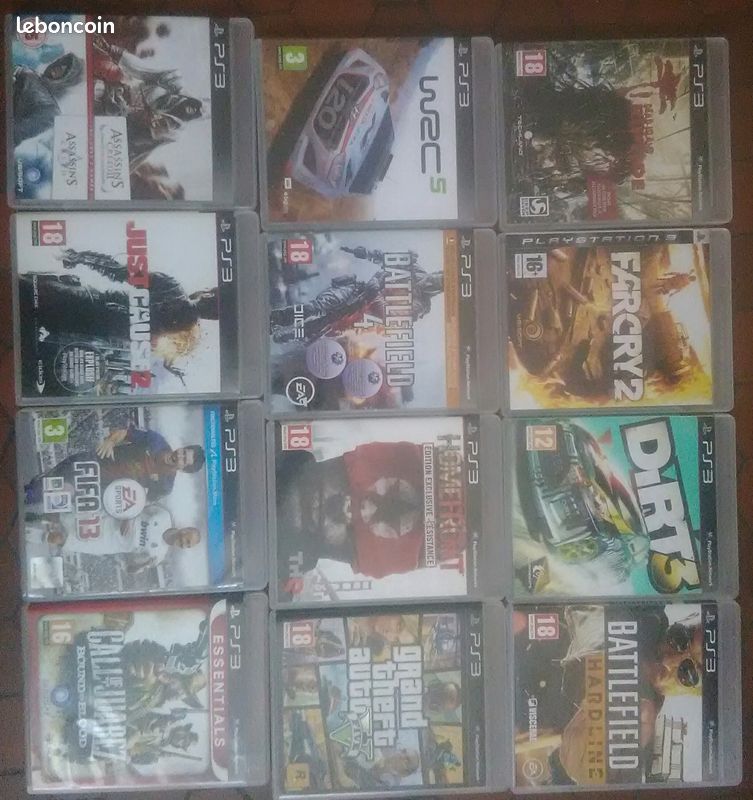 PS3 500 go + 23 jeux + 2 manettes à réviser. Console (image 2)