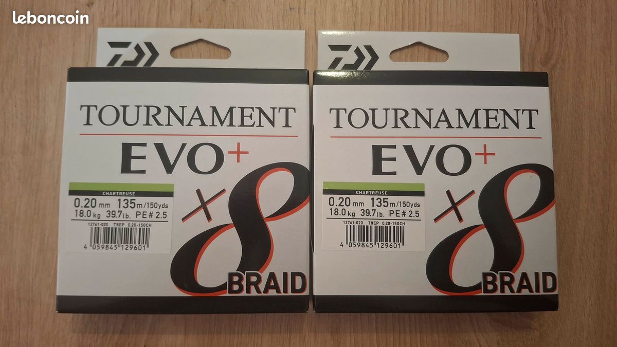 Tresse Daiwa Tournament X8 EVO+ – 270m 0,14mm 10,2kg – Chartreuse – Neuf